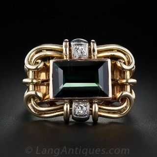 Mid-Century Green Tourmaline Ring