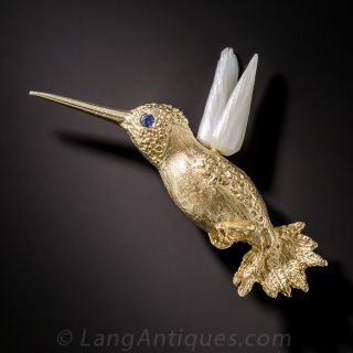 Mid-Century Hummingbird Brooch