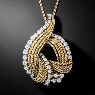 Mid-Century Italian Paisley-Shaped Diamond Pendant - 2