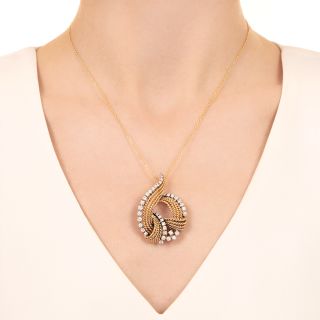 Mid-Century Italian Paisley-Shaped Diamond Pendant
