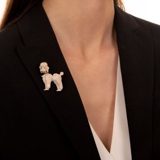 Mid-Century J.E. Caldwell White Enamel Poodle Brooch