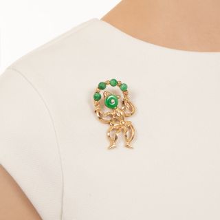 Mid-Century Jade Juggler Pin