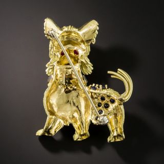 Mid-Century Jeweled Dog Pin