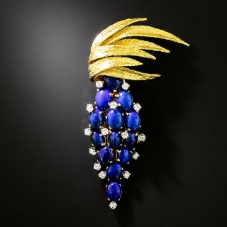 Mid-Century Lapis and Diamond Articulated Brooch - 2