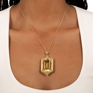 Mid-Century Large 74 Carat Citrine Pendant