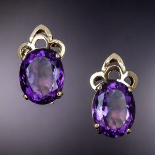  Mid-Century Large Amethyst Earrings - 1