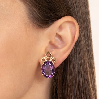  Mid-Century Large Amethyst Earrings