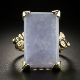 Mid-Century Large Natural Burmese Lavender Jade Ring - 2