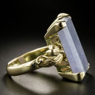 Mid-Century Large Natural Burmese Lavender Jade Ring