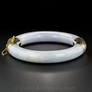 Mid-Century Lavender and Green Jade Bangle