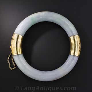 Mid-Century Lavender and Green Jade Bangle