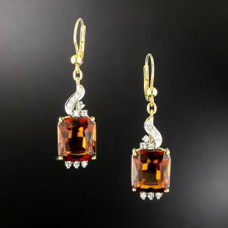Mid-Century Madeira Citrine and Diamond Earrings, Germany - 2