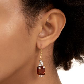 Mid-Century Madeira Citrine and Diamond Earrings, Germany