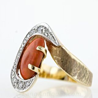 Mid-Century Moderne Mexican Opal Ring