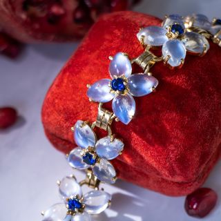 Mid-Century Moonstone and Sapphire* Bracelet