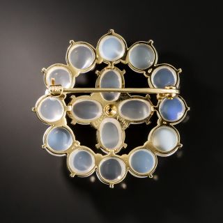 Mid-Century Moonstone and Sapphire Brooch