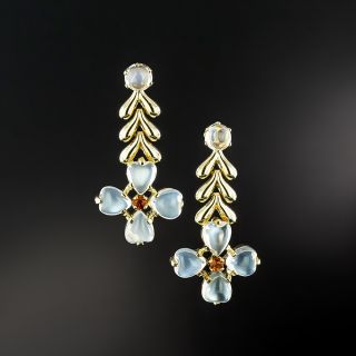 Mid-Century Moonstone Dangle Earrings - 2