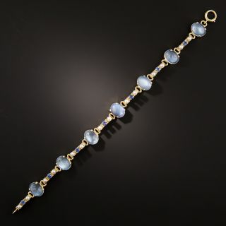Art Deco Moonstone, Sapphire and Cultured Pearl Bracelet - 3