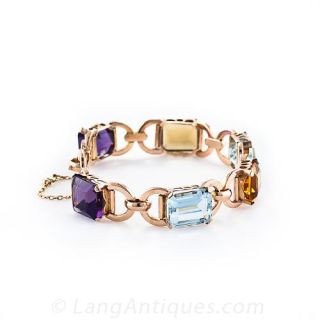 Mid-Century Multi-Color Stone Bracelet
