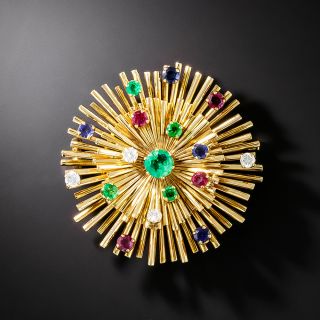 Mid-Century Multi-Gem Brooch - 2