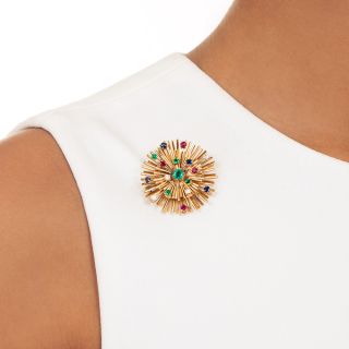 Mid-Century Multi-Gem Brooch