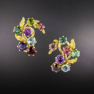 Mid-Century Multi-Gem Earrings - 2