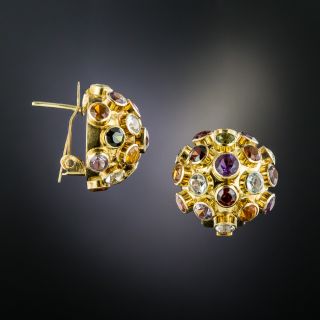 Mid-Century Multi-Gemstone Sputnik Earrings - 2