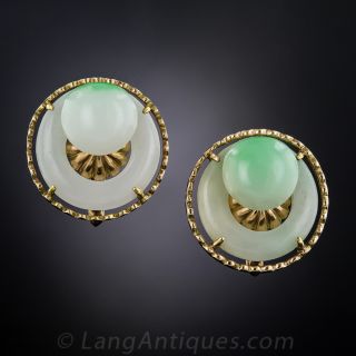 Mid-Century Natural Burmese Jade Earrings 