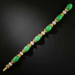 Mid-Century Natural Jade and Diamond Bracelet by Ludwig Fessner - 2