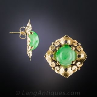 Mid-Century Natural Jade Earrings