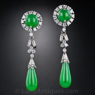 Mid-Century Natural Jade Earrings