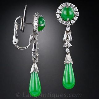 Mid-Century Natural Jade Earrings