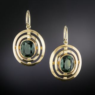 Mid-Century No-Heat Green Sapphire Earrings - GIA - 2