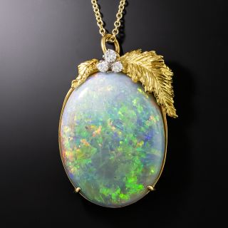 Mid-Century Opal and Diamond Pendant - 2