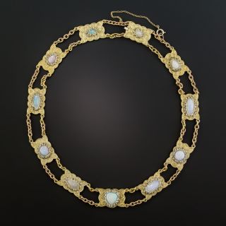 Mid-Century Opal and Rose-Cut Diamond Necklace