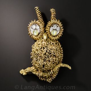 Mid-Century Owl Brooch