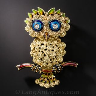 Mid-Century Owl Brooch