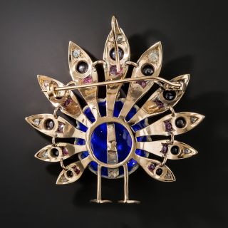 Mid Century Peacock Brooch 