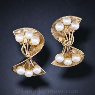 Mid-Century  Pearl Earrings