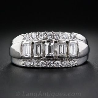 Mid-Century Platinum and Diamond Band Ring