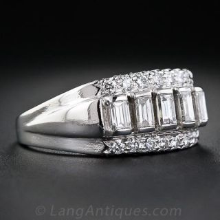 Mid-Century Platinum and Diamond Band Ring