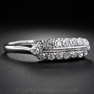 Mid-Century Platinum and Diamond Band Ring