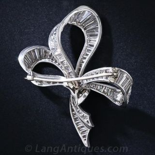 Mid-Century Platinum and Diamond Bow Brooch
