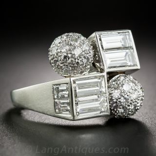 Mid-Century Platinum and Diamond Cocktail Ring