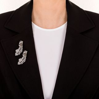 Mid-Century Platinum and Diamond Double Clips