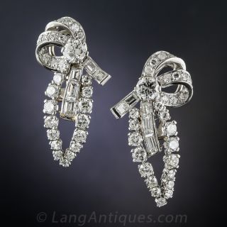 Mid-Century Platinum and Diamond Earclips - 2