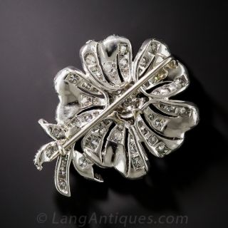 Mid-Century Platinum and Diamond Flower Brooch