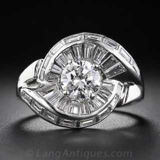 Mid-Century Platinum and Diamond Ring