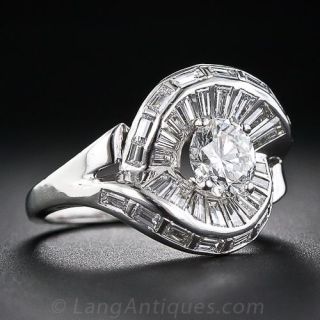 Mid-Century Platinum and Diamond Ring