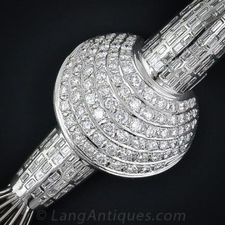 Mid-Century Platinum and Diamond Rocket Ship Brooch